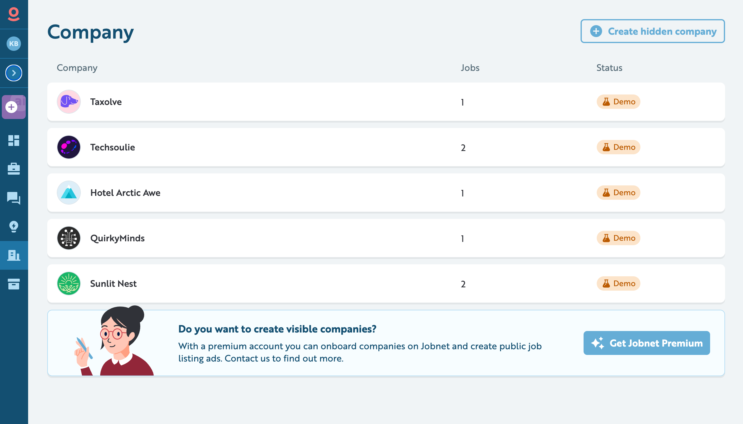 screenshot of Jobnet Recruiter